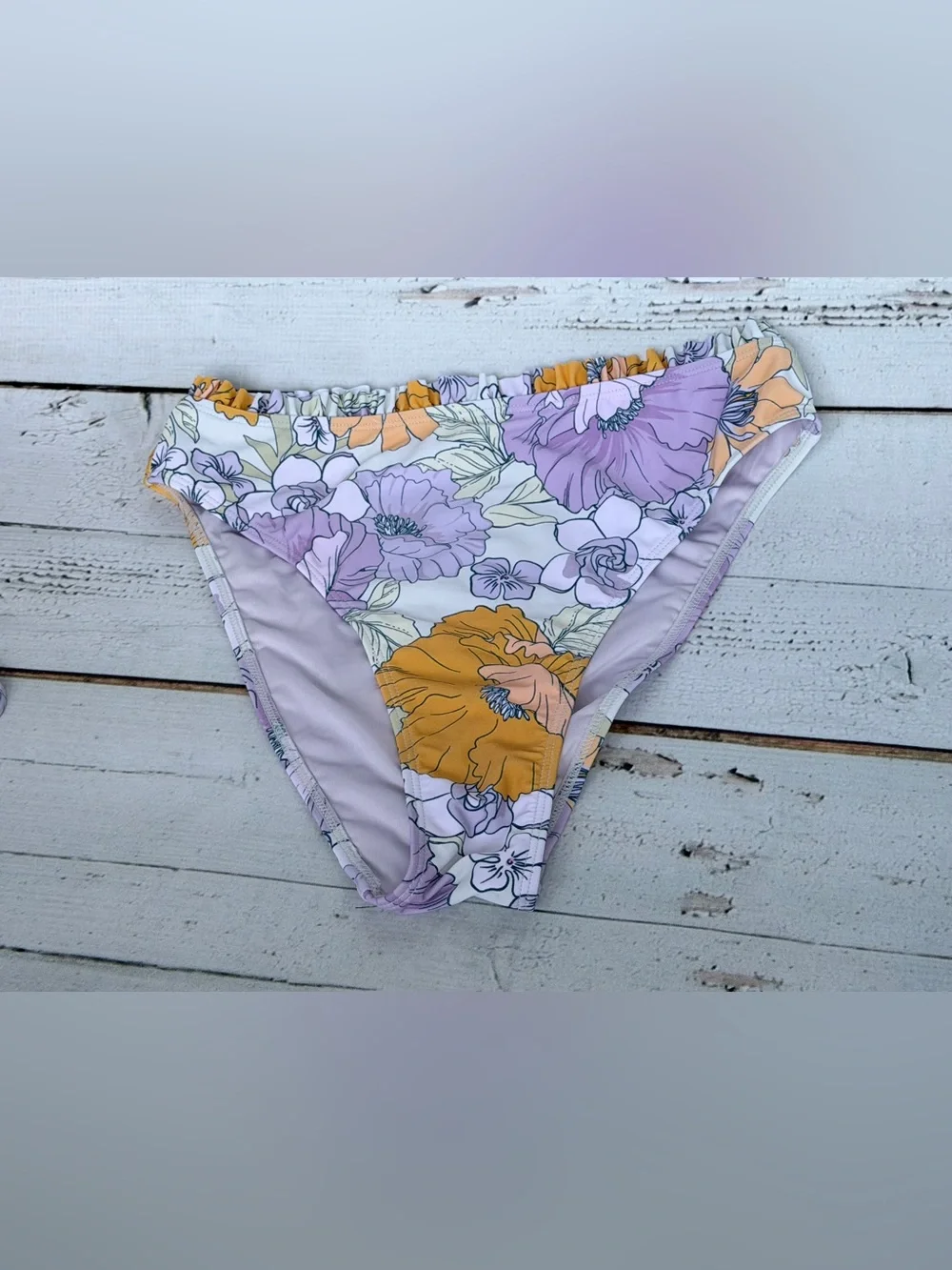 Cupshe Lavender & Orange Floral High-Waist Bikini Set